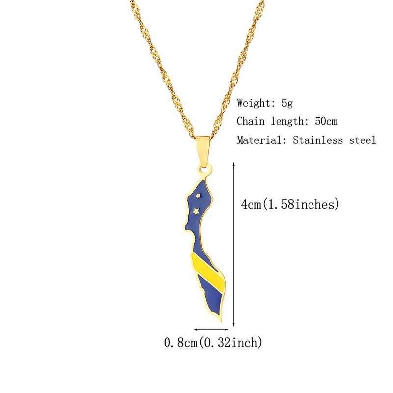 Vendite calde SONYA Smalto Goccia Olio Curacao Mappa Bandiera Collana Pendente Per Donne Ragazze Acciaio Inossidabile Gioielli Etnici Festa di Compleanno_voghion.com
