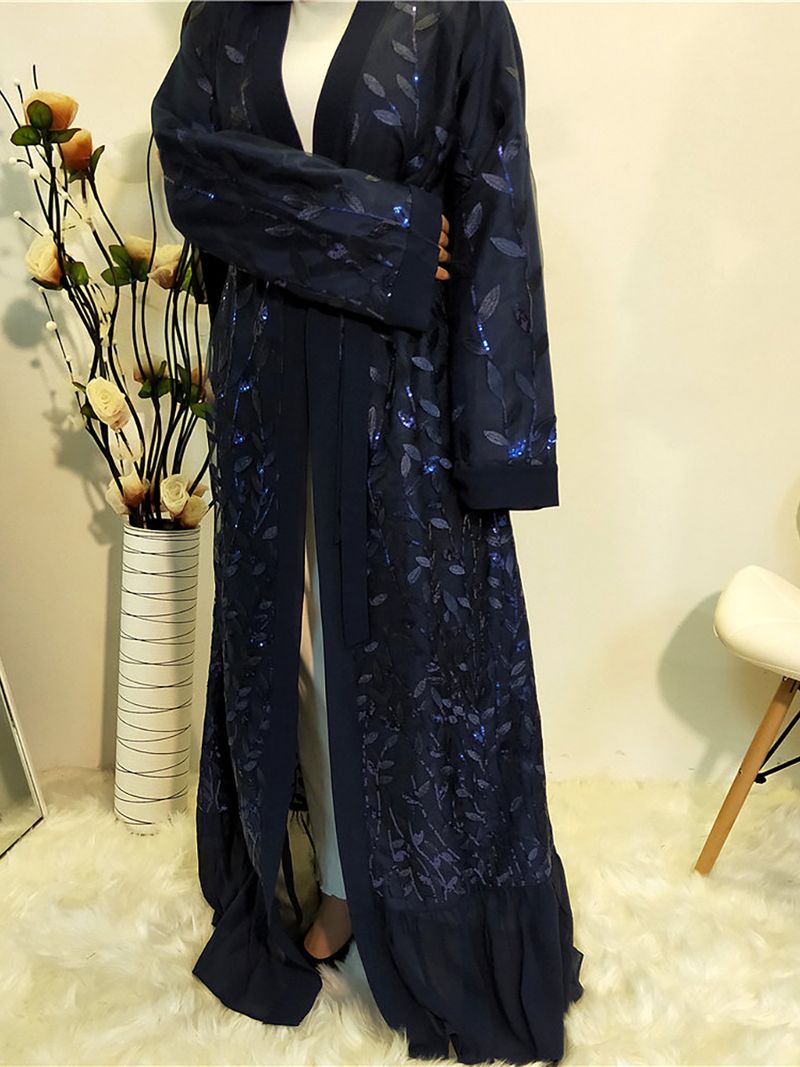 Yeni Abaya Müslüman Modası Pullu Uzun Elbise Hırka Pakistan Kadın Giysileri Fas Elbiseleri Dubai Uzun Kadın Abiye Elbiseleri_voghion.com
