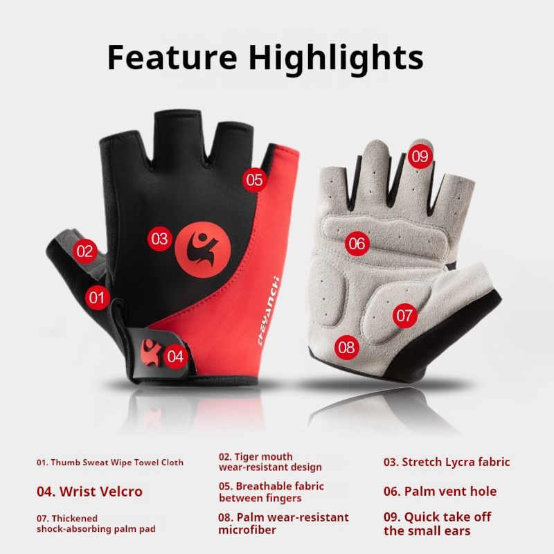 Gants de sport, gants d'entraînement et de fitness de cyclisme en plein air pour hommes, gants de cyclisme antidérapants, résistants à l'usure, absorbant la transpiration et respirants à demi-doigts_voghion.com