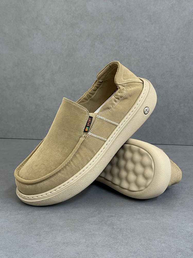 New Summer Men's Lightweight Thick Comfortable Canvas Soft Sole Breathable Casual Shoes Slip-On Loafers_voghion.com