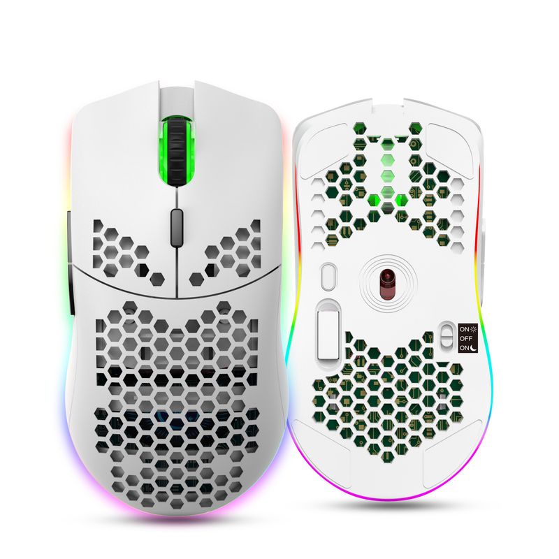 T66 Hole 2.4G brezžična miška Lahka zasnova Cellular RGB Glow 6-Key Mouse Patch_voghion.com