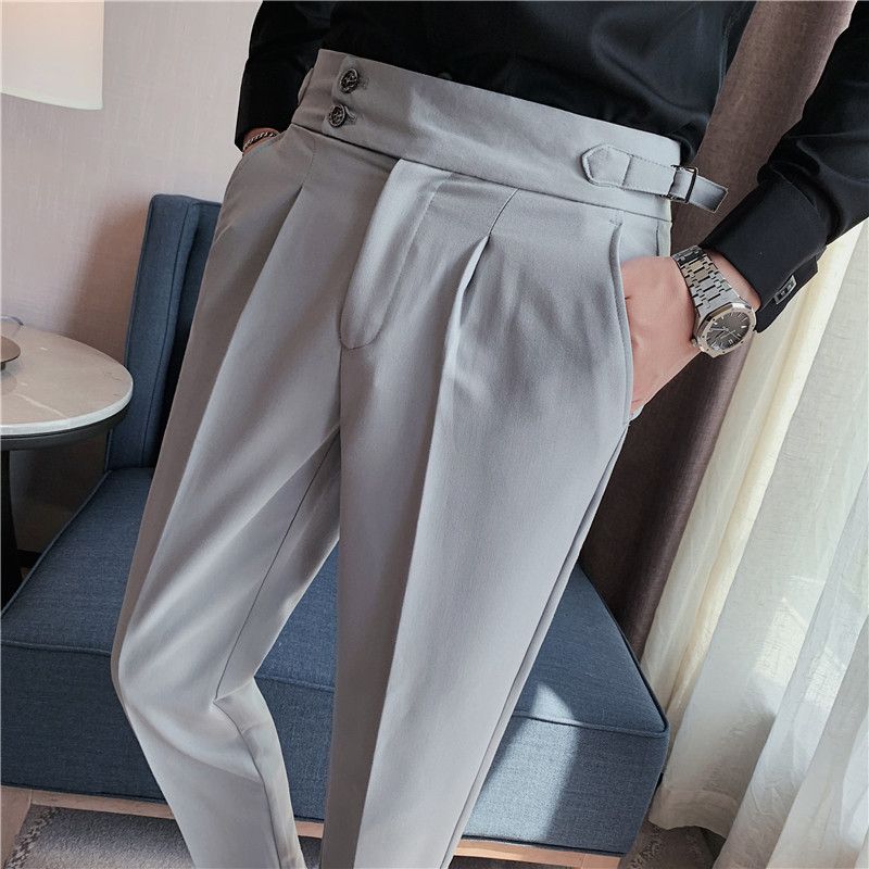 New Neapolitan Drape High Waist Men's Casual Pants Trendy Trousers_voghion.com