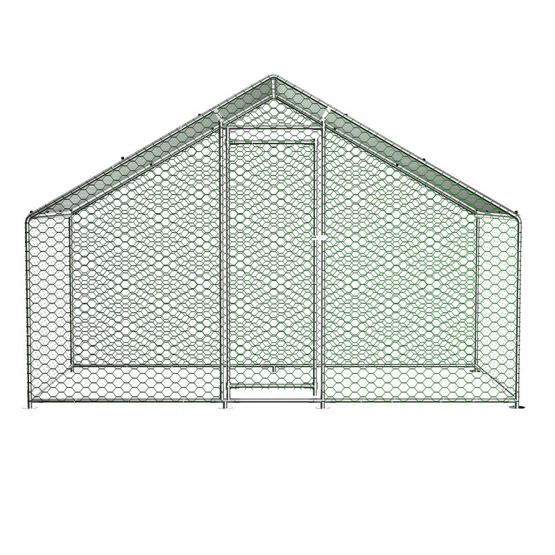 Hühnerstall Freilaufgehege 3x1,5x2m Mit Sicherheitsschloss Und Wasserdichtes PE-Tuch, Kleintiergehege Aus Metall Für Hühner, Kaninchen Und Weitere Kleintiere_voghion.com