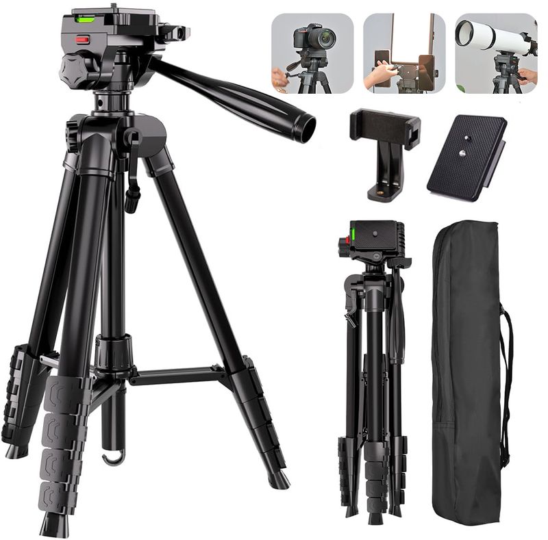Tripod, 74" DSLR Camera With 1 QR Plate For Sony/Nikon/Canon, Lightweight Video Tripod Stand_voghion.com