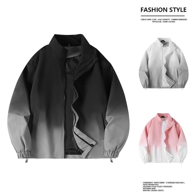 CT American Style College Gradual Loose Men's Stand Collar Casual Jacket Coat_voghion.com