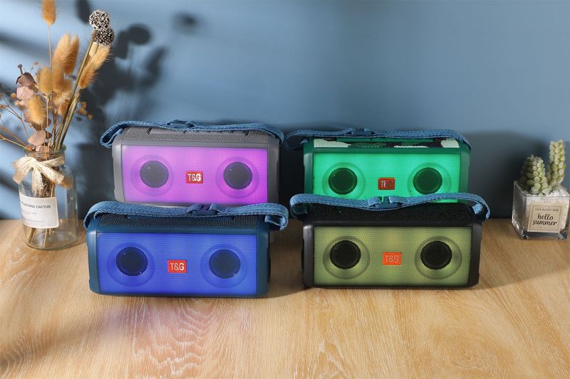 Nuevo Altavoz Bluetooth TG345 para exteriores, luz LED colorida, Radio, tarjeta de inserción, caja, transmisión, Subwoofer_voghion.com