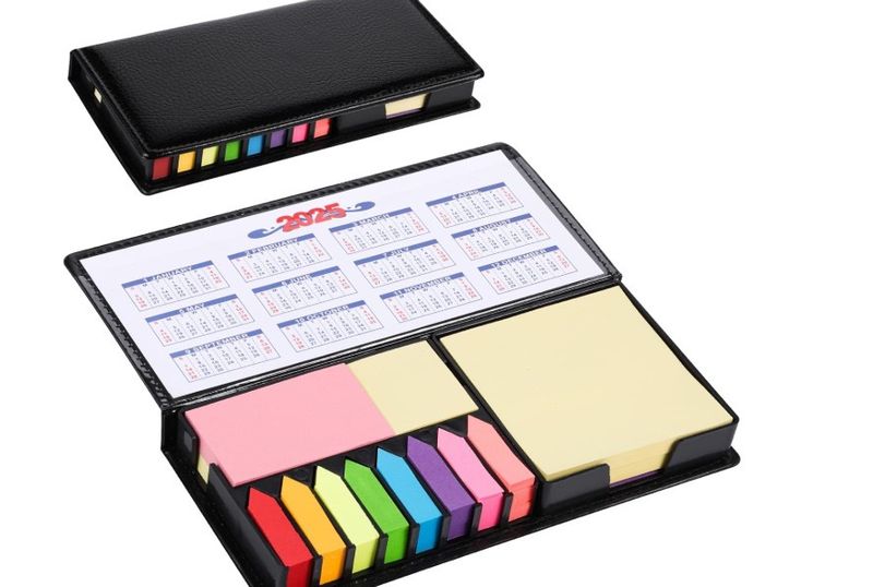 Sticky Notes Set - Premium PVC Leather Memo Pad With 100 Sheets Per Color, Office & Business Gift (23x10.5x2cm)_voghion.com