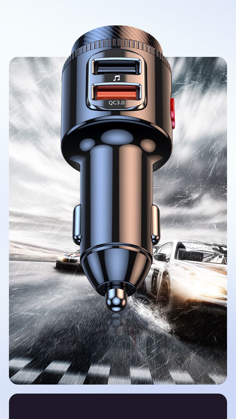 Car Chargers Car Bluetooth Player QC3.0 Fast Charge Flash Charge Bluetooth Car Charger FM Transmitter Car Charger_voghion.com