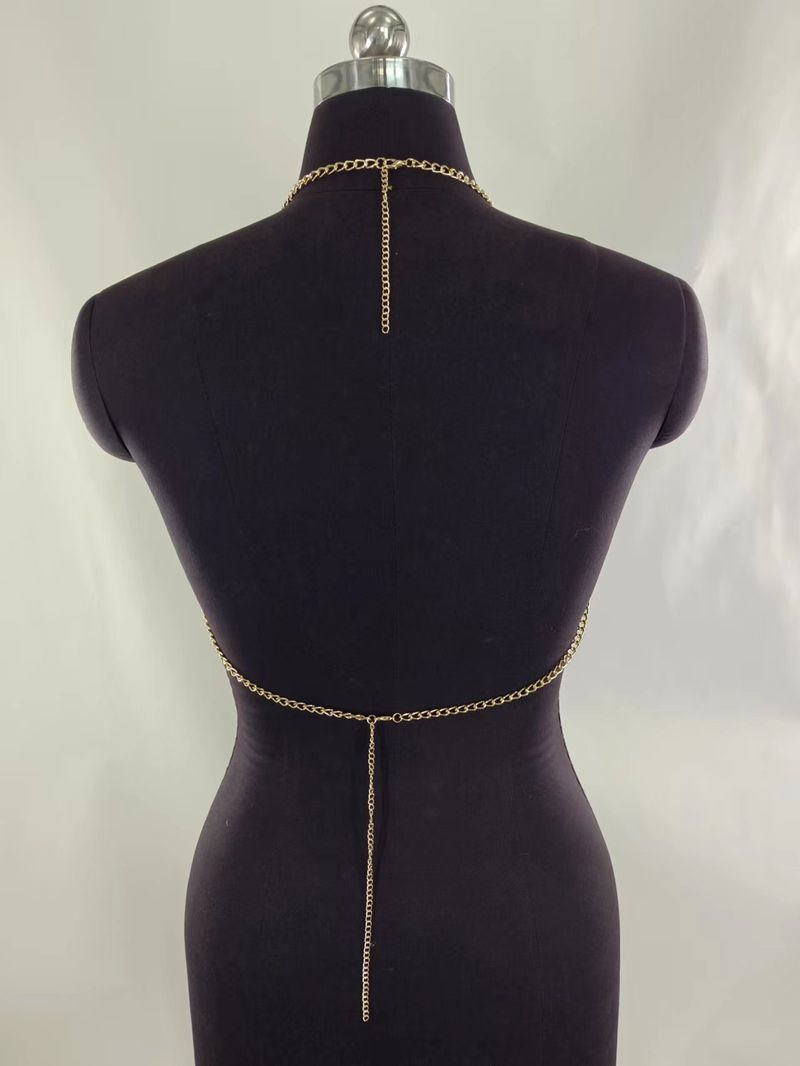 MW3229 Gilet europeo e americano personalità semplice combinazione di catene multiple in metallo appeso al collo halter top gilet gilet catena del corpo_voghion.com