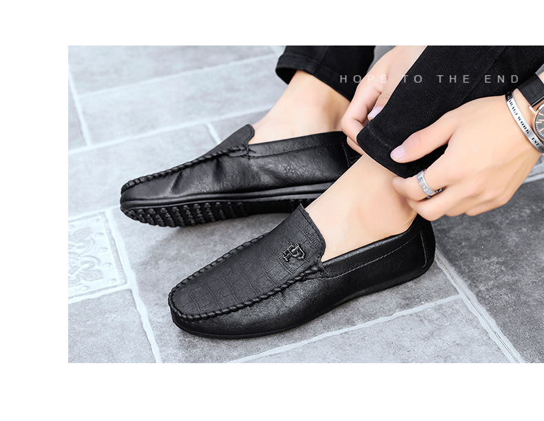 Doudou Shoes Men's Spring And Summer New Soft-soled Breathable Lazy Slip-on Casual Leather Shoes European Station Trendy British Loafers_voghion.com