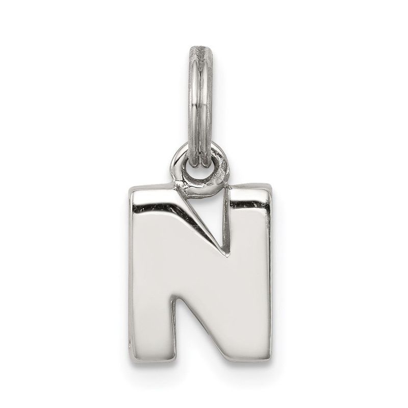 Sterling Silver Letter N Initial Charm_voghion.com