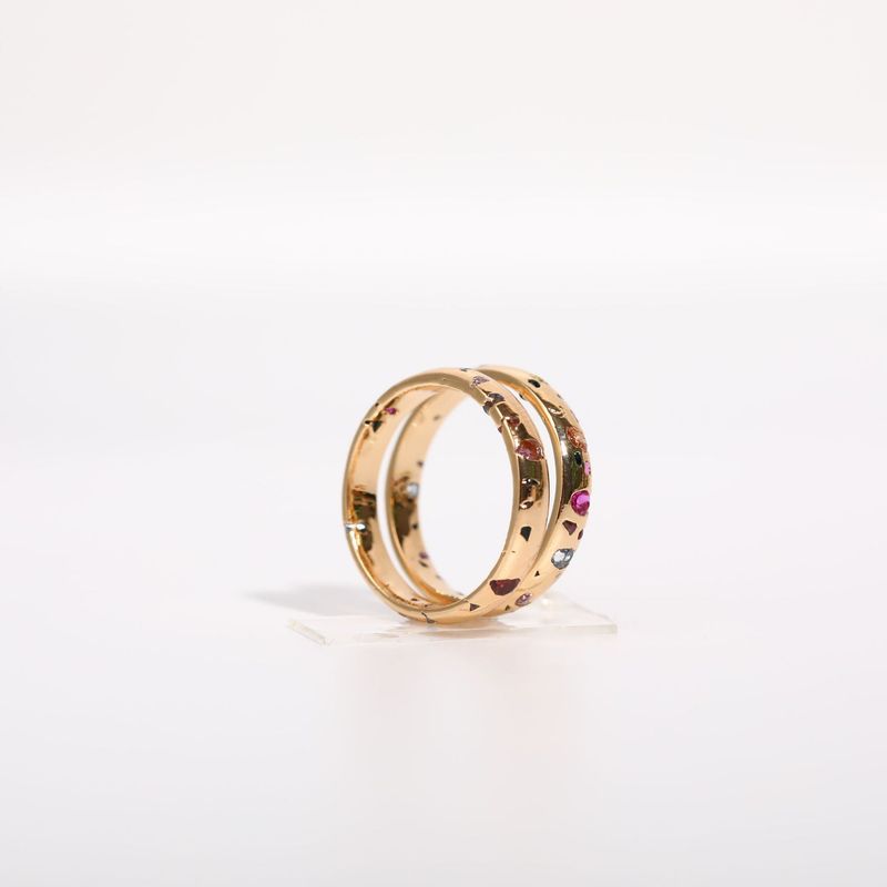 【】 Minimalist Niche Design, Light Luxury And Colorful Zircon Embedded Women's Ring, Broken Diamond Random_voghion.com