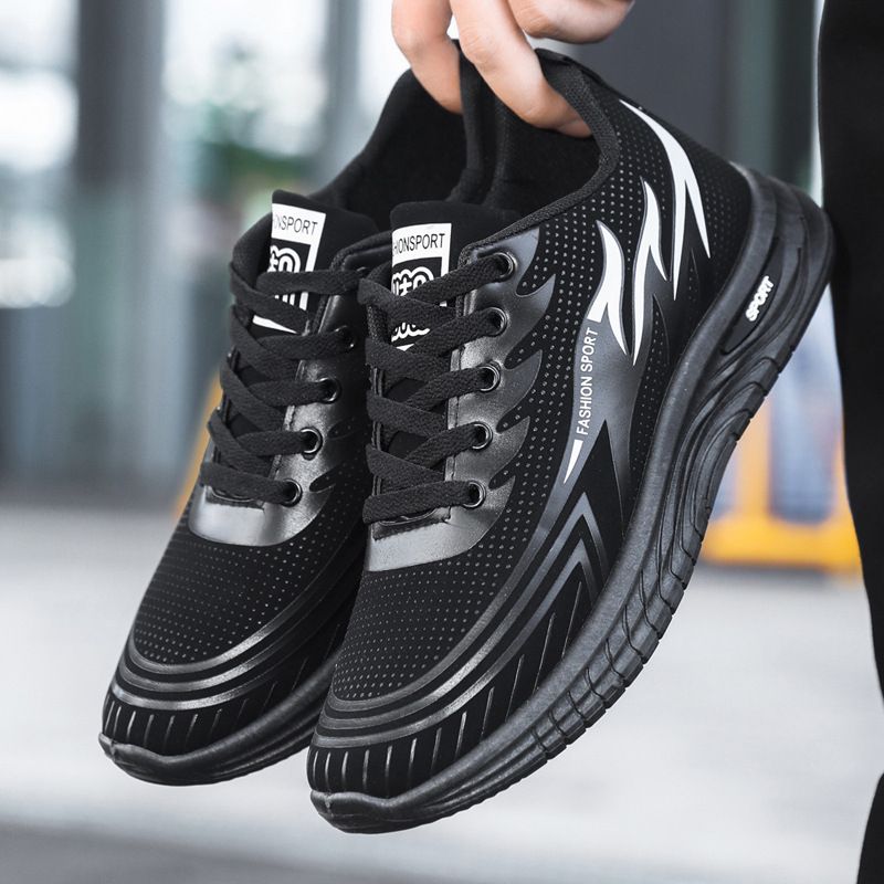 Euro Step Sneakers 2025 Frühling und Herbst Neue geruchsabweisende, weiche Sohle, rutschfestes Leder, lässig, schwarz, Schnürschuhe für Herren_voghion.com