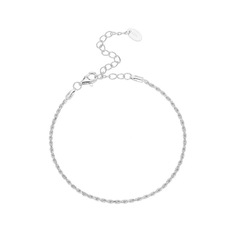 S925 Sterling Silver Rope Chain Bracelet With Cubic Zirconia - Minimalist Square Link Design For Women, Elegant & Versatile Jewelry Gift_voghion.com