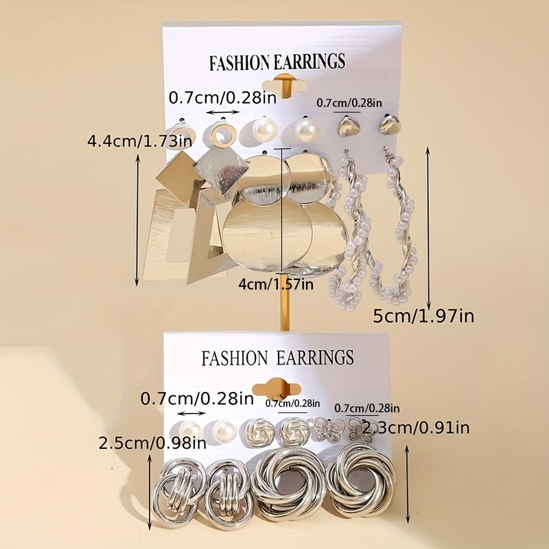 Orecchini a cerchio in oro creativi con combinazione di borchie geometriche europee e americane, in saldo, set da 6 pezzi_voghion.com