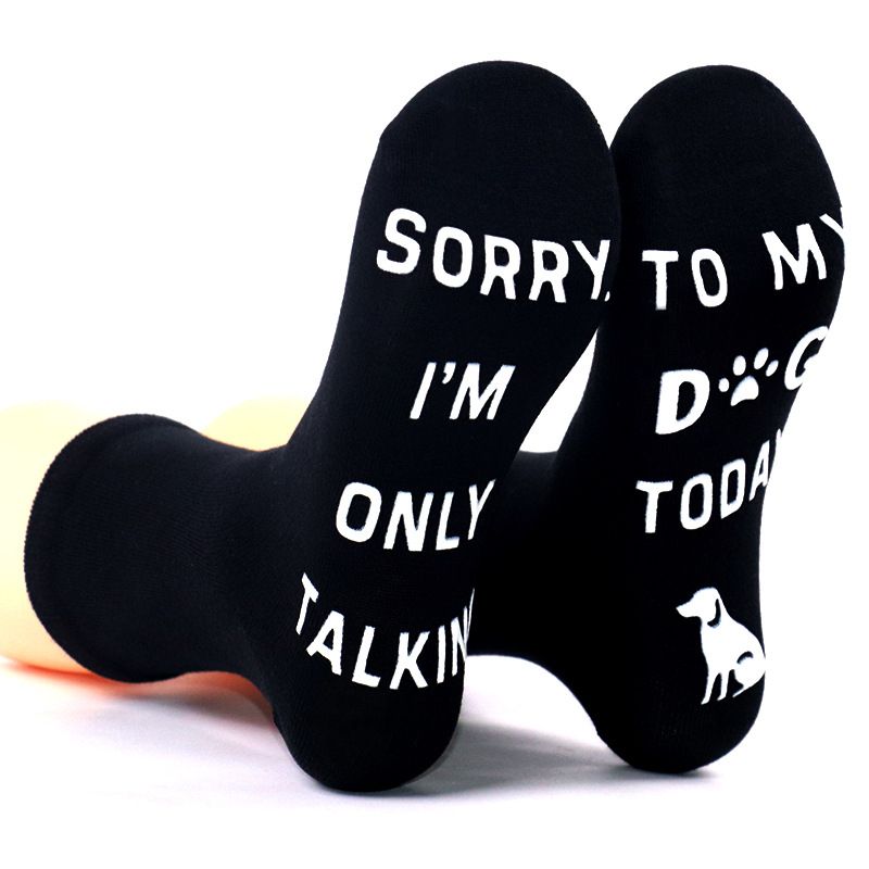 Mittelhohe Socken aus Baumwolle mit Tiermotiv, lässige Socken aus Baumwolle mit Buchstabensohle, rutschfeste selbstklebende Bodensocken_voghion.com