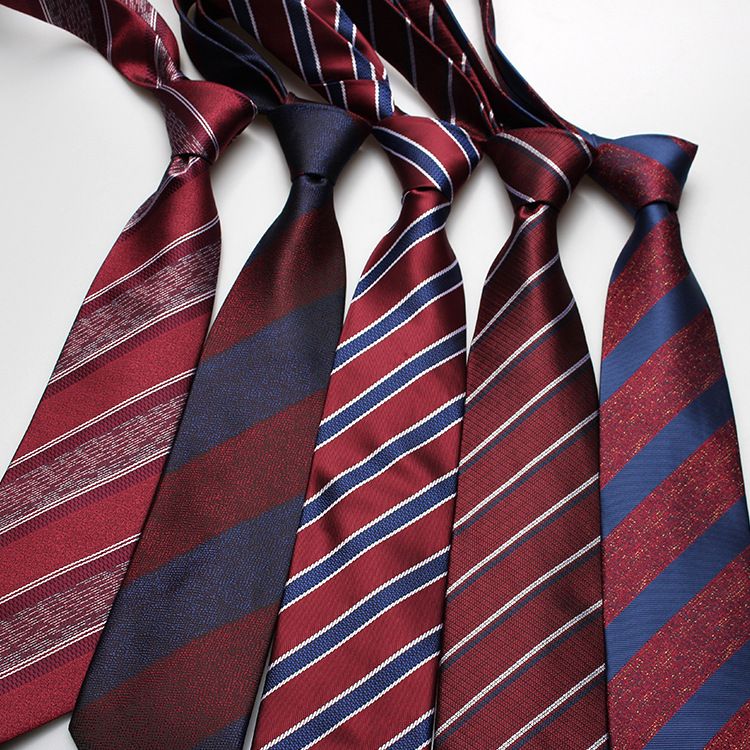 Shengzhou Direct Men's Trendy 8cm Business Formal Casual Work Striped Red Hand-Tied Tie_voghion.com