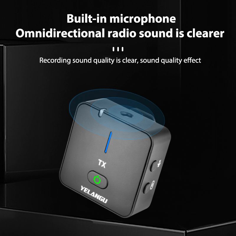 Sistema de microfone de gravação sem fio MX5S 2.4G com transmissor, receptor, microfone de lapela clip-on para gravação de vídeo de vlog_voghion.com