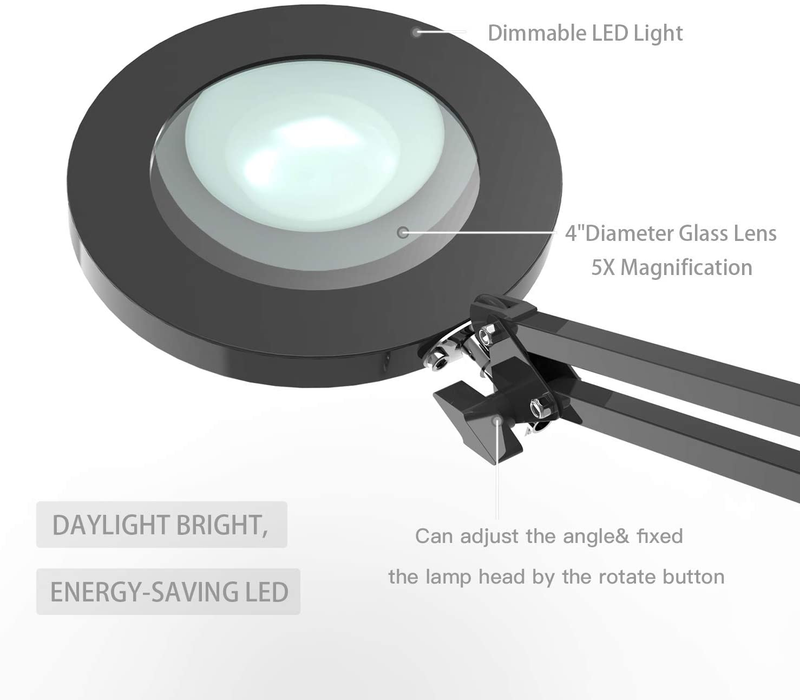 USB 5X Lupe Schreibtischlampe Lupe 64 LED Leselampe 3 Farben Dimmen für Schweißen/Schönheit_voghion.com