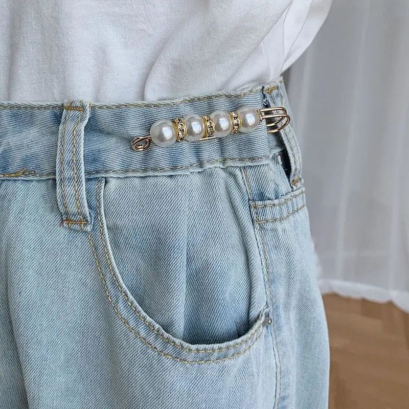 Μεγάλο παντελόνι με σταθερή μέση σε μικρό καρφίτσα, καλοκαιρινά και φθινοπωρινά ρούχα με καρφίτσα, ρύθμιση σύσφιξης μέσης, αγκράφα_voghion.com