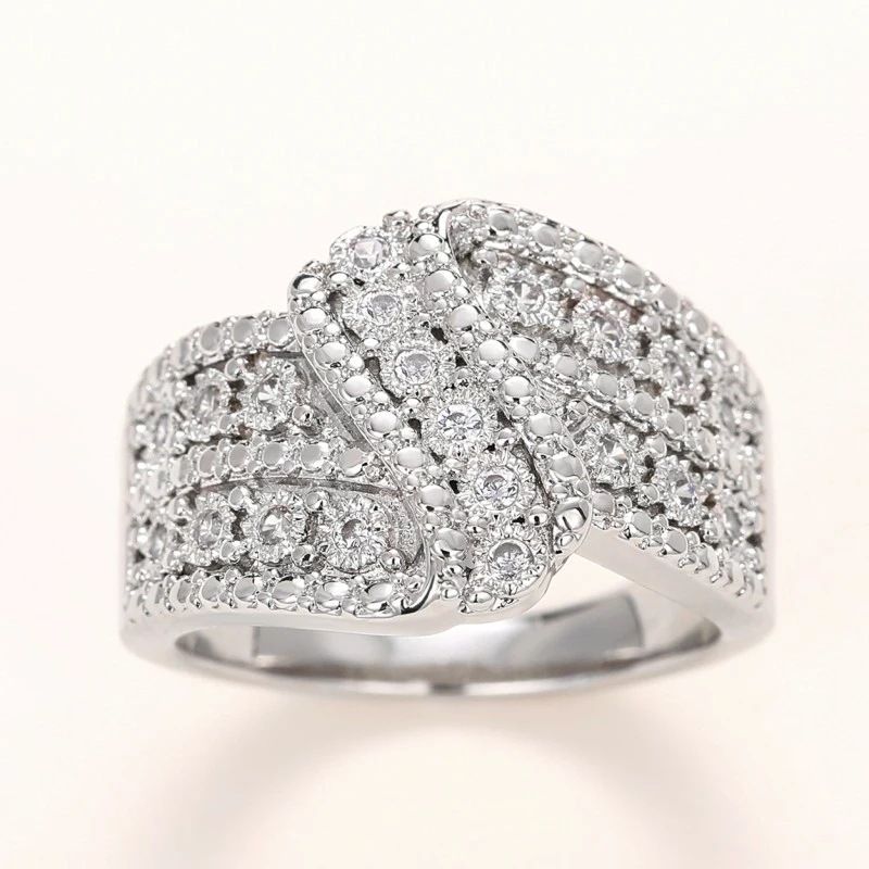 Cao Shi's New Creative With Female Personality Curve Swing Arm Design And Accessories, Full Diamond Boutique Ring_voghion.com