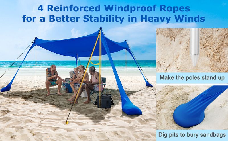 Tenda parasole UPF 50+ - Tendalino con protezione UV per esterni con tessuto in lycra per giocare in spiaggia e sulla sabbia, tenda parasole portatile, facile da montare, design antivento_voghion.com