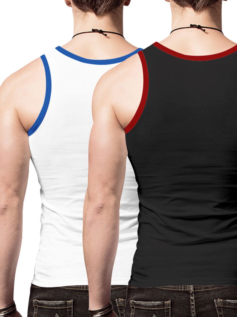 24 Cross-border Summer Men's Vest Ice Silk Solid Color New Sleeveless Breathable Tight Casual Sports Vest 2-piece Set_voghion.com