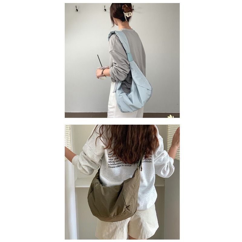 Borsa a tracolla da donna in nylon, grande capacità, tracolla larga, casual, alla moda, vari colori_voghion.com
