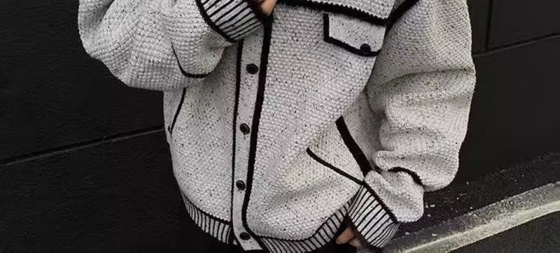 Unisex Knit Cardigan – Oversized Crochet Sweater With Chunky Cable Stitch (M/L/XL/2XL/3XL, Harajuku Streetwear, Polyester Blend, Wrinkle-Free)_voghion.com