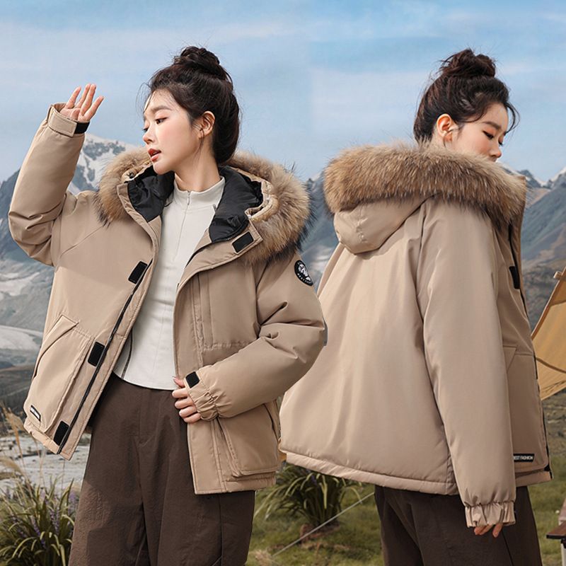 Kurze Pufferjacke für Damen im Winter mit Kunstpelzkapuze – kuschelig warme Oberbekleidung mit Fleecefutter für lässige Streetwear_voghion.com