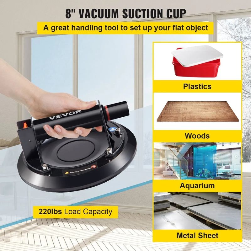 8'' Load Gla Cup Suction Heavy-Duty Vacuum Glass Handle Lifter Hand-Held With 220lbs Suction Glass Cup Plastic Capacity Vacuum_voghion.com