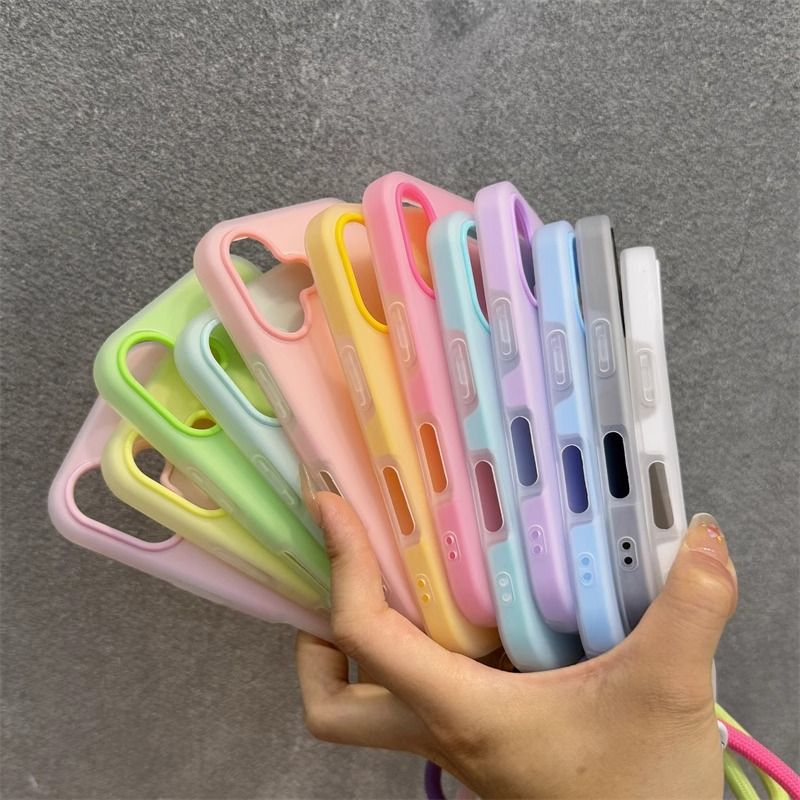 2in1 With Wrist Strap Lanyard Jelly Phone Case For Iphone 17 16 15 14 13 12 11 Pro Max Plus Hard Soft Bumper Cover Liquid Case_voghion.com
