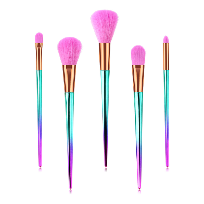5-teiliges Make-up-Pinselset, Make-up-Tools, Augenset, Lidschattenpinsel, rosa und blauer Farbverlauf, Yuncai GUJHUI_voghion.com