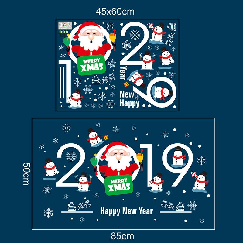 Set de vinilos navideños para pared: Papá Noel, copos de nieve y árboles de dibujos animados para decorar escaparates y tiendas (45 x 60 cm, PVC, 9 diseños)_voghion.com