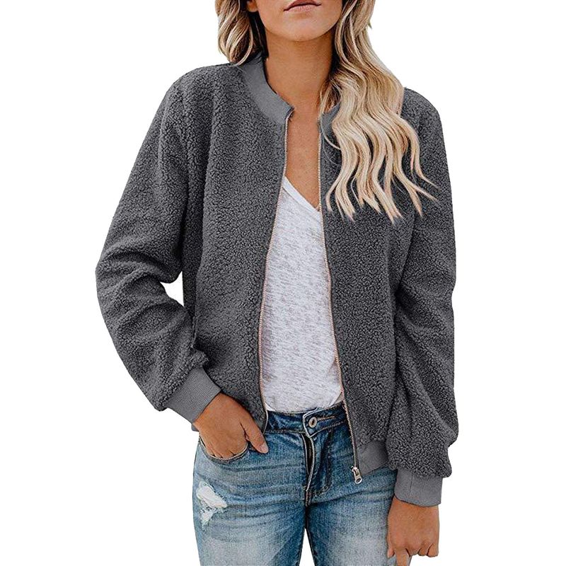 Fleecejack met rits voor dames - comfortabele winteroutfit met zachte sherpavoering, lichtgewicht en warm, casual streetwear_voghion.com