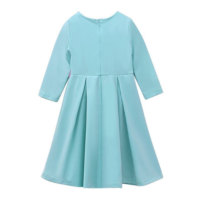 Lasteriided kevad- ja sügisstiilis Tüdrukute pikkade varrukatega ühevärviline kleit + pearätt, kaheosaline laste seelik_voghion.com