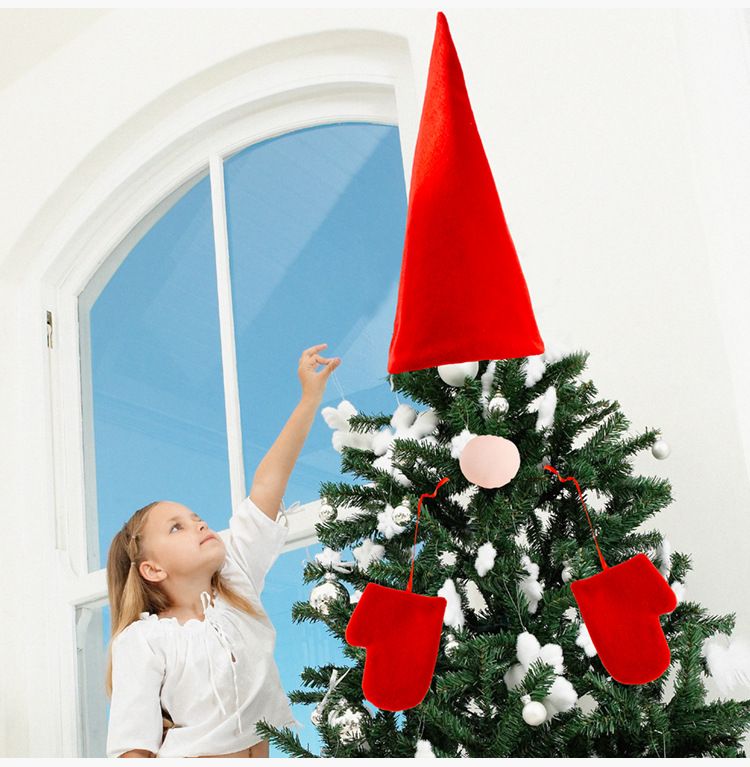 Şenlikli Noel Ağacı Tepesi Seti - Noel Baba Şapkası, Burun ve Eldiven Tasarımı - Tatil Ağaçları İçin Benzersiz Dekoratif Yıldız_voghion.com