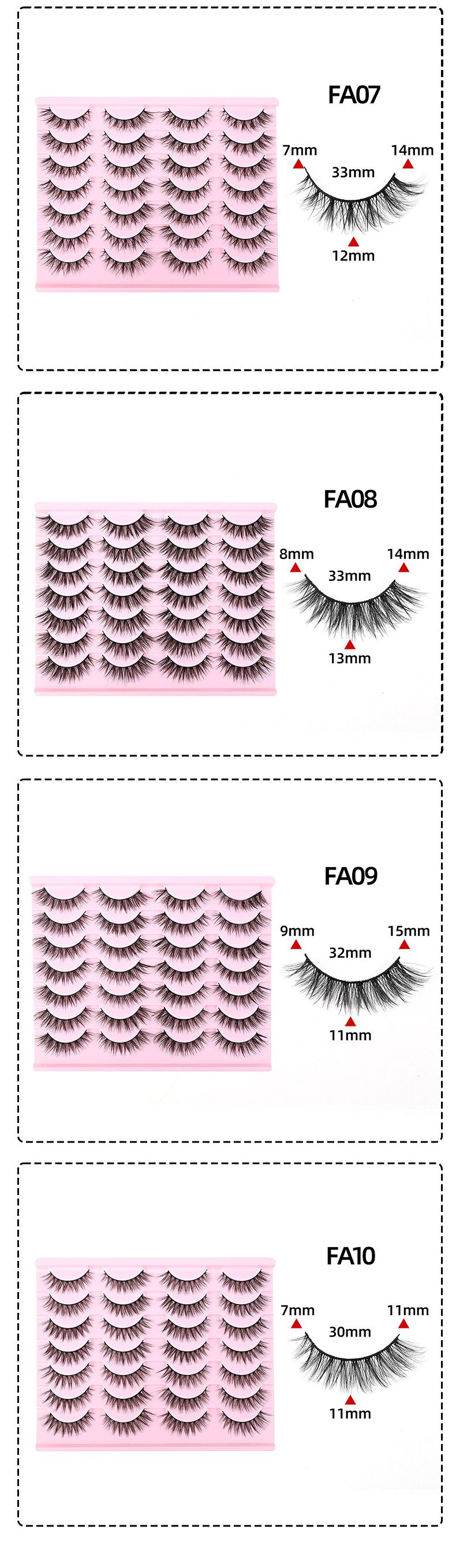 Eyelashes Set Three Dimensional Half Year False Eyelashes Messy Makeup Thick Natural Curling Three Dimensional Eyelashes 14 Pairs_voghion.com