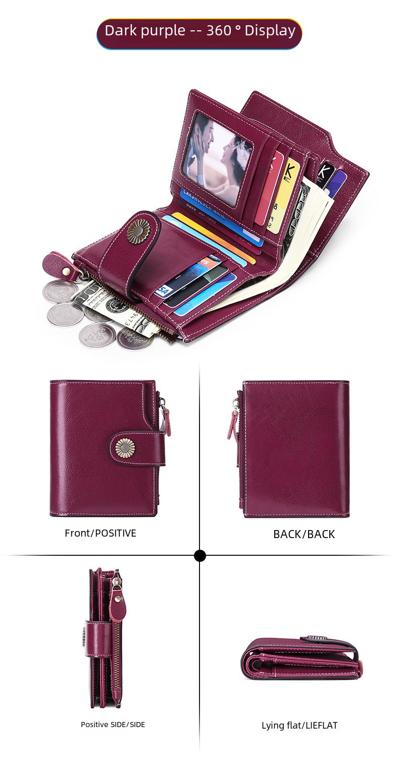 Women's wallet short Korean fashion buckle clutch girl's change bag multi-function card bag_voghion.com
