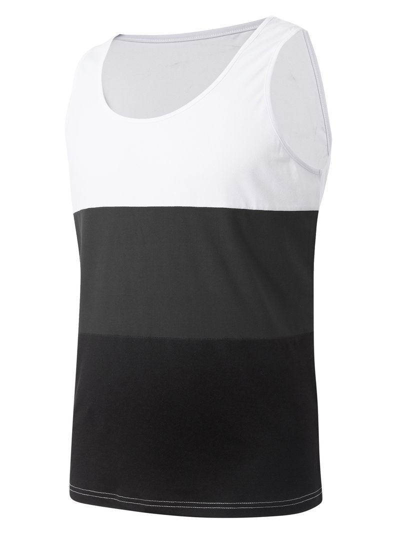 Chaleco deportivo holgado para hombre con costuras en contraste de colores para correr_voghion.com