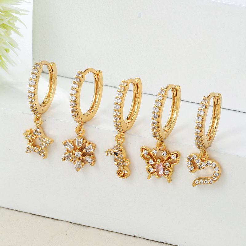 Orecchini a forma di cuore in zircone con temperamento leggero e lussuoso per le donne, orecchini di design di nicchia con orsetto dolce e carino, orecchini semplici con fibbie per le orecchie_voghion.com