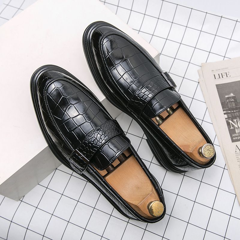 Scarpe da uomo in pelle con fibbia, stile britannico e coreano, nuove, taglie forti, casual, con suola spessa_voghion.com