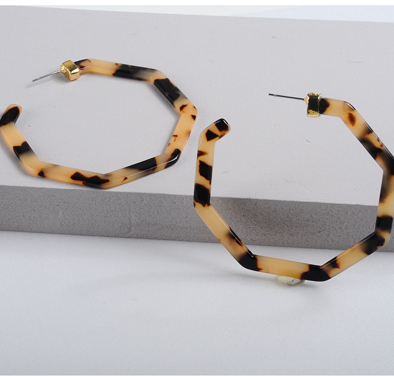 65 mm große, polygonale Ohrringe aus Schildpatt-Acrylacetat für Damen mit Leopardenmuster_voghion.com