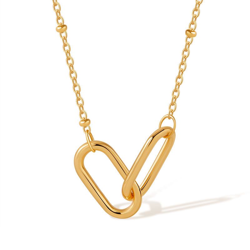 Cadena de clavícula de estilo lujoso y ligero con forma de abanico de oro real K bañado en cobre que se puede apilar y usar con un collar de amor de moda con diseño de concha_voghion.com
