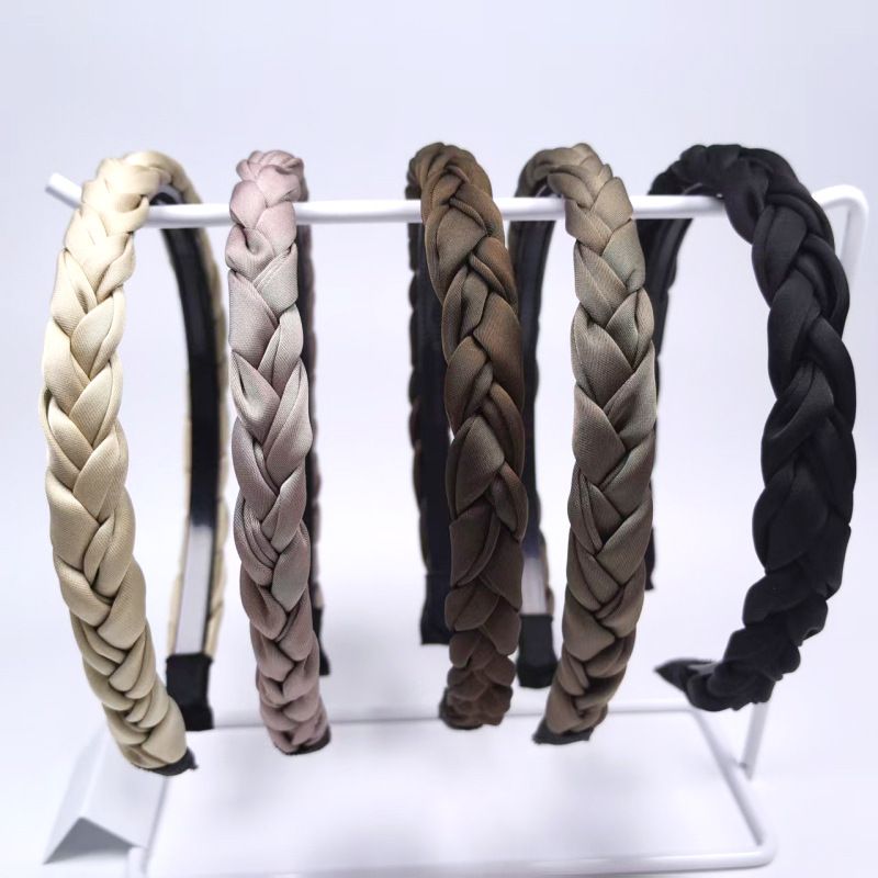 Fascia per capelli intrecciata antiscivolo con dentini, testa di treccia in tessuto versatile e minimalista, fermaglio per capelli a pressione sottile, elegante accessorio per capelli da donna_voghion.com
