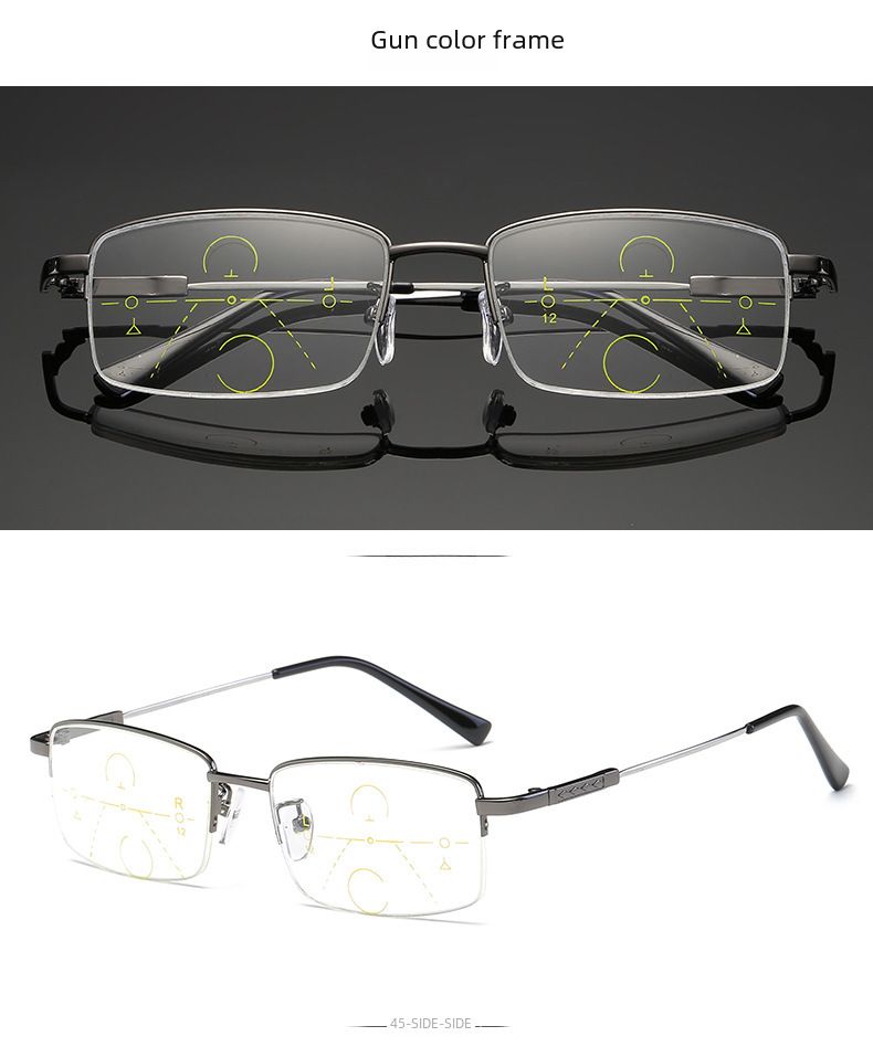 Memory Titanium Anti-Blue Light Presbyopia Glasses Men's Automatic Zoom Progressive Multifocal Far and Near Dual-purpose Presbyopia Glasses_voghion.com