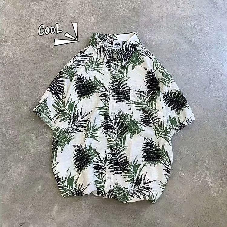 Bedrucktes, übergroßes, kurzärmeliges, schnelltrocknendes, locker sitzendes Sommerhemd für Herren, Hawaii-Strandurlaub und Touristenkleidung_voghion.com