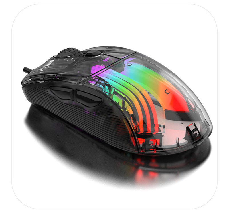 Arrival XYH New Transparent Wired Game Mouse RGB Light Effect gear DPI Adjustment USB Interface Mute O_voghion.com