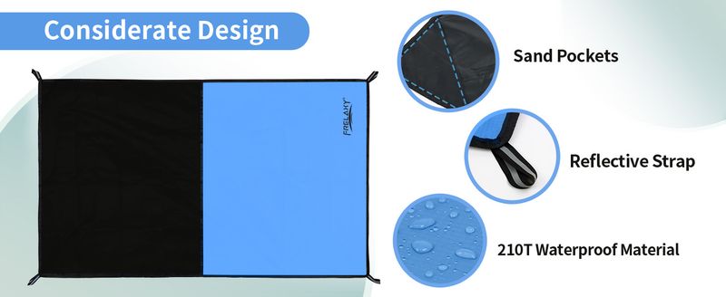 Couverture de pique-nique de poche Frelaxy, tapis de plage imperméable et résistant au sable, petite bâche de camping, idéale pour la randonnée et les voyages._voghion.com