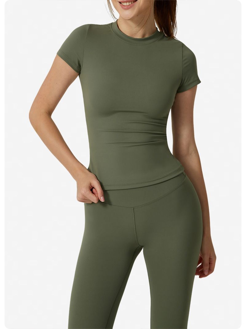 Completo sportivo attillato per donna, pantaloni da yoga elasticizzati a maniche lunghe e corte, ad asciugatura rapida, quasi invisibili, ottimo fitness_voghion.com
